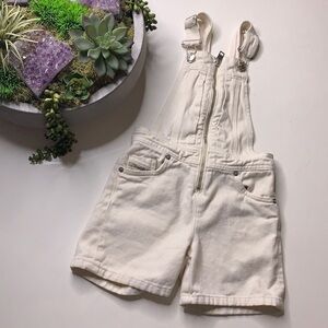 DIESEL Patch Logo Zip Dungaree Overall Shorts in Off-White kids 4 Toddler